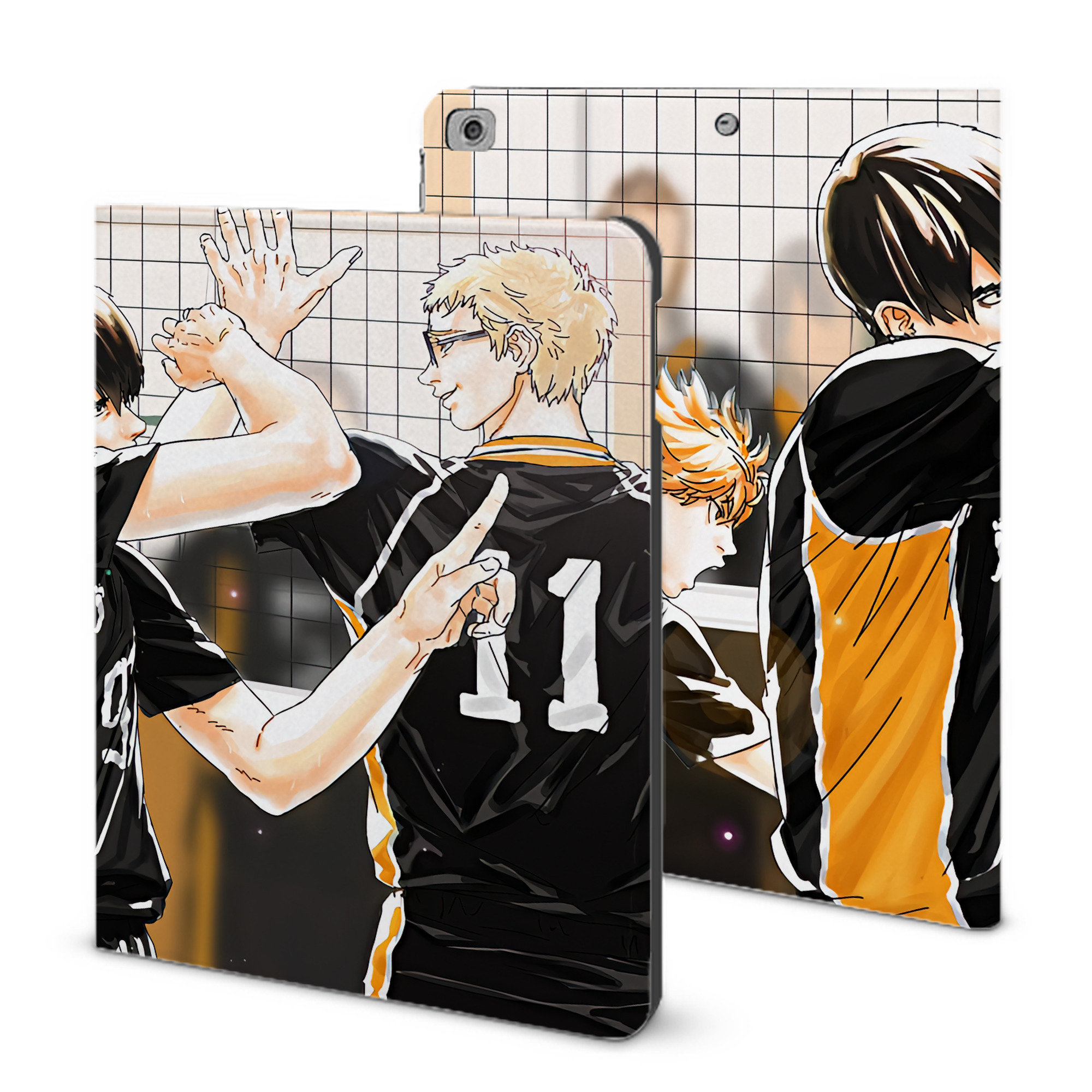 （画像用） ハイキュー!! Haikyu!! IPad ケース ブック型 PUレザー TPU 耐衝撃 軽量 薄型 ペン収納なし 全面保護 IPad 各モデル対応